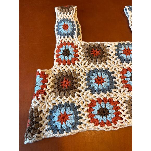 Boho Crochet Granny Square Crop Top RSQ XS Handmade Style Festival Summer - Picture 8 of 9